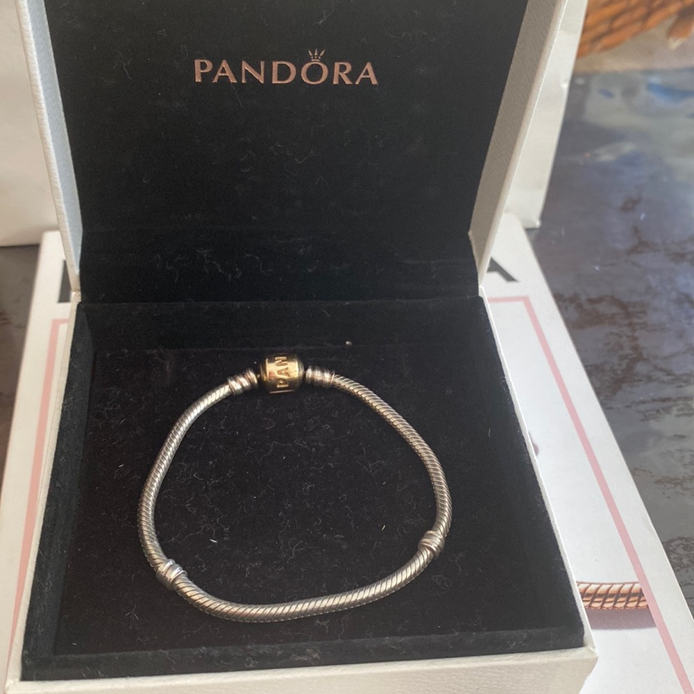 Pandora silver and 14k gold clasp bracelet